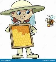 child bee keeper with bee hive and bumble bee