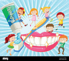 mouth with children cleaning teeth